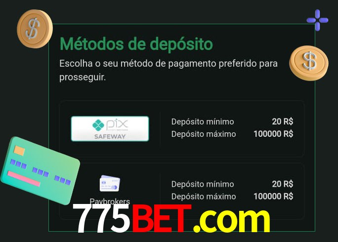 O cassino 775bet.com oferece uma grande variedade de métodos de pagamento